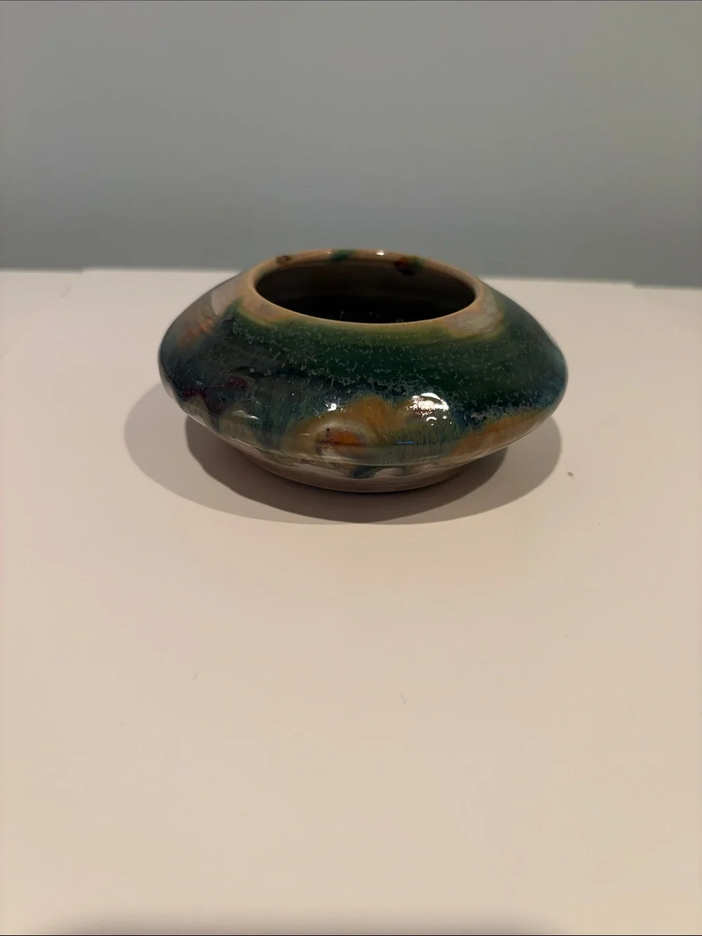 Glazed Pottery Flower Frog Vase / Ikebana